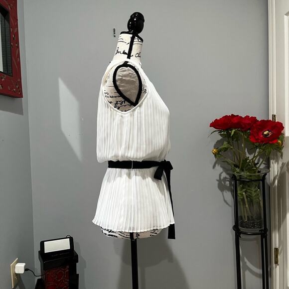 NEW Ann Taylor Belted Longline Sleeveless Pleated Peplum Layering Blouse 2P NWT - Picture 2 of 16